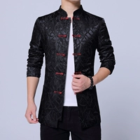 Quốc phục mùa thu phong cách Trung Quốc khóa kinh doanh giản dị Tang phù hợp với buổi tối sự kiện trang phục nam áo khoác retro áo thể thao