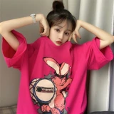 Tide, красная летняя футболка, жакет, популярно в интернете, оверсайз, в корейском стиле