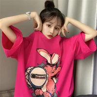 Tide, красная летняя футболка, одежда для верхней части тела, популярно в интернете, оверсайз, в корейском стиле