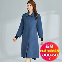 Áo khoác cashmere nữ hai mặt dài phần trên đầu gối phù hợp với cổ áo nữ size lớn Phiên bản Hàn Quốc của áo len thẳng mùa thu - Áo Hàn Quốc áo dạ lông cừu nữ đẹp