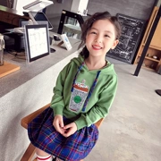 Váy bé gái mùa xuân và váy mùa thu Váy trẻ em Hàn Quốc áo len dài tay trùm đầu trong váy trẻ em lớn