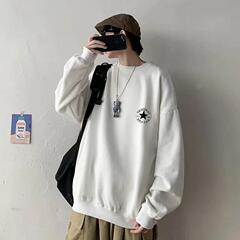 Ins fire sweater men's Korean fashion loose versatile top coat fashion brand Hong Kong oversize long sleeve T-shirt