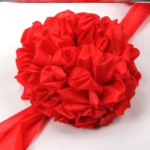 结婚礼绣球大红花球古装手牵花十字披红绸布新郎中式婚庆道具