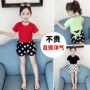 Cô gái 2019 Mùa hè giản dị Áo thun ngắn tay Áo trẻ em Mặc Big Boy Baby Quần short chấm bi hai mảnh - Khác quan ao tre so sinh