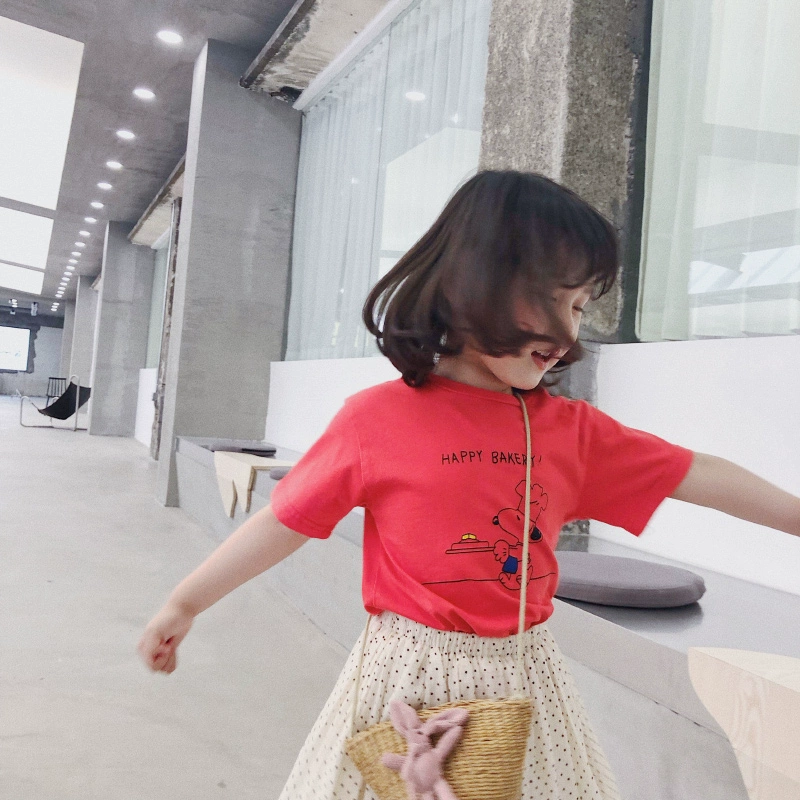 Áo thun bé gái xinh xắn cho bé gái thành phố mùa hè 2019 Quần áo bé gái mới dễ thương Các mẫu hoạt hình dễ thương yo - Áo thun