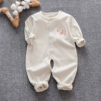 Áo len cho bé mùa xuân và mùa thu cotton 3-6 tháng nam và nữ Baby cotton tay dài romper màu cotton 9 mùa xuân Cáp Nhĩ Tân - Áo liền quần body cotton thông hơi cho bé