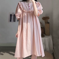 Пижама, весеннее летнее платье, милая брендовая длинная мини-юбка для принцессы для школьников, в корейском стиле, короткий рукав, свободный крой
