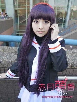 taobao agent Mengxiangjia cosplay wig Cardcaptor Sakura Daoji Tomoyo purple black high temperature wire