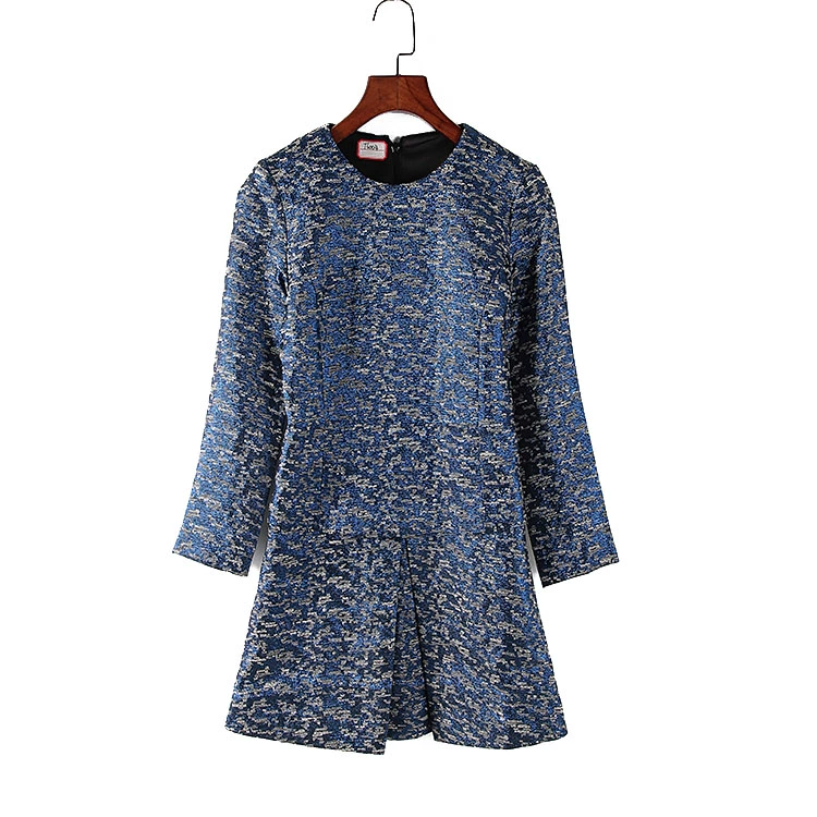 Too Series Xuân và Thu Hàng mới về Quầy hàng quần áo của phụ nữ Hàng hiệu Hàng hiệu Đuôi áo Váy dài tay mỏng màu xanh C1337 - Sản phẩm HOT