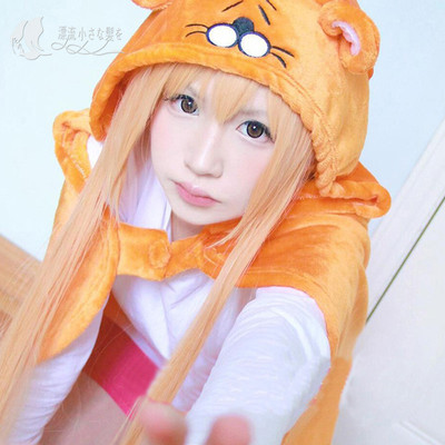 taobao agent Golden wig, straight hair, cosplay, 80cm