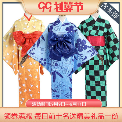 taobao agent He Shunjia Anime Ghost Destroy Blade Cosplay Ghost Killing Team Charcoal Kimiko Kimono Women's Flower Street Shanyi COS bathrobe