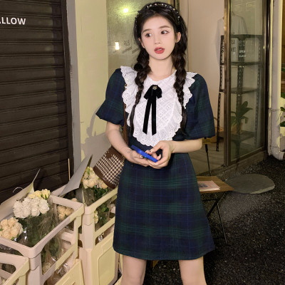 taobao agent Retro dress, brace, plus size, french style, fitted