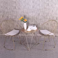 Bắc Âu rỗng dây ghế sáng tạo đồ nội thất giải trí bàn ghế đơn giản kim loại ghế thiết kế hiện đại ghế vàng - Đồ gỗ ngoài trời bàn ghế cắm trại