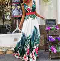 Long Dress Ladies Spaghetti Strap Deep V-Neck Maxi Dress