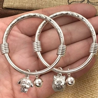 Gà đực và gà cái, em bé, rồng, em bé, trẻ em, trẻ em, 999, bạc sterling, vòng đeo tay, vòng chân, trăng tròn, chuông quà tặng sinh nhật vòng tay lv