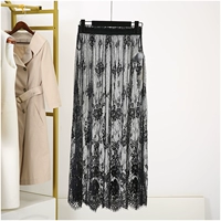 Осенняя кружевная сексуальная юбка, коллекция 2021, эластичная талия, свободный прямой крой
