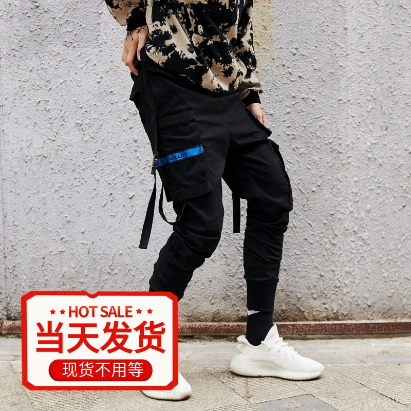 Mùa thu và mùa đông overalls thủy triều thương hiệu Slim hip-hop Hong Kong gió streamer quần nam phiên bản Hàn Quốc của xu hướng quần chín điểm quần ninja - Quần Harem