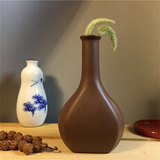 Вазы для цветов 朴素花器 八九十年代紫砂老花瓶紫泥花插案头工艺收藏摆件