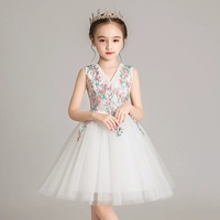 Váy công chúa trắng cô gái nước ngoài cô gái hoa chủ nhà váy trẻ em trang phục piano mùa hè - Váy trẻ em cửa hàng quần áo trẻ em