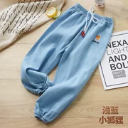 Quần cotton mỏng thời trang nữ hoang dã Quần cotton trẻ em lớn denim trẻ em mùa xuân trẻ em màu xanh - Quần jean