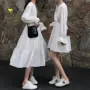 Váy dài tay chữ A mùa xuân hè hè 2019 nữ sinh mới trong phần dài của bạn gái váy trắng tươi nhỏ - A-Line Váy đầm xòe công sở