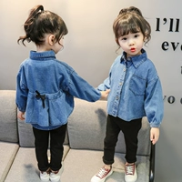 Quần áo mùa thu cho bé gái sơ mi denim 2019 áo sơ mi nữ mới lạ cho bé nước ngoài phiên bản Hàn Quốc của bé gái mùa thu Xiaotong Chunqiu - Áo sơ mi sơ mi trắng cho bé trai