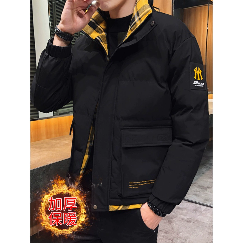 Áo khoác nam mùa đông 2019 New Down Jacket Tide Thương hiệu Phong cách Hàn Quốc Áo khoác cotton đẹp trai Xu hướng áo khoác ngắn - Bông