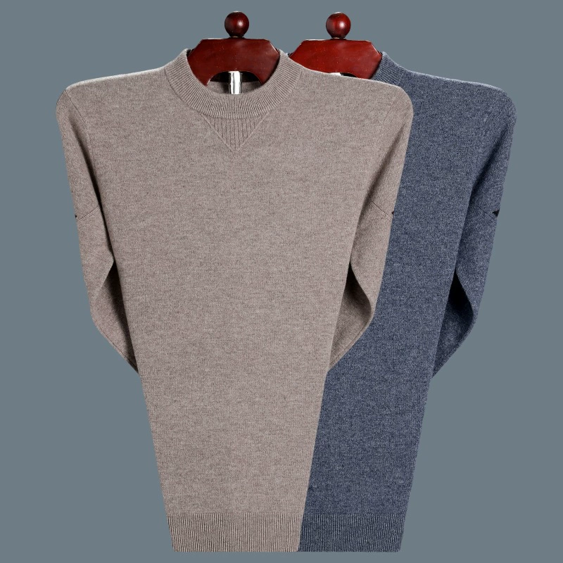 Dịch vụ trang web chính thức truy cập chính hãng tinh khiết cashmere áo len dày phần cổ áo len cổ áo kích thước lớn cơ sở dệt kim nam - Áo len