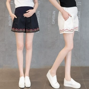 Phiên bản Hàn Quốc của quần bà bầu mùa hè cộng với phân bón XL nâng bụng quần short mẹ mặc quần legging rộng 200 kg - Phụ nữ mang thai quần / quần bụng