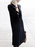 Áo khoác nữ hàn quốc 2018 mới màu đen mùa đông len mỏng phù hợp với áo khoác cashmere - Trung bình và dài Coat áo kaki nữ