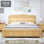 Trung Quốc hiện đại giường gỗ màu gỗ tối giản kết hôn đôi giường 1,8 m 1,5m Kinh tế lưu trữ hộp cao Phòng ngủ - Giường giường gỗ 1m2
