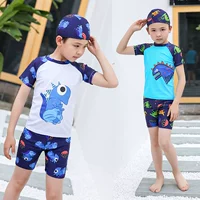 Детский купальник, быстросохнущие штаны, раздельная детская плавательная шапочка для мальчиков, защита от солнца, подходит для подростков