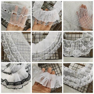 taobao agent White doll clothing lace skirt side Lolo tower fold lace retro -style skirt sleeve swing baby skirt ganglobal auxiliary materials
