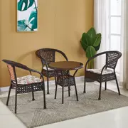 Nội thất đơn ghế wicker châu Âu ba chỗ ngồi bàn ăn dệt ghế biệt thự phân ghế văn phòng giải trí bàn Bắc Âu - Bàn ghế ngoài trời / sân