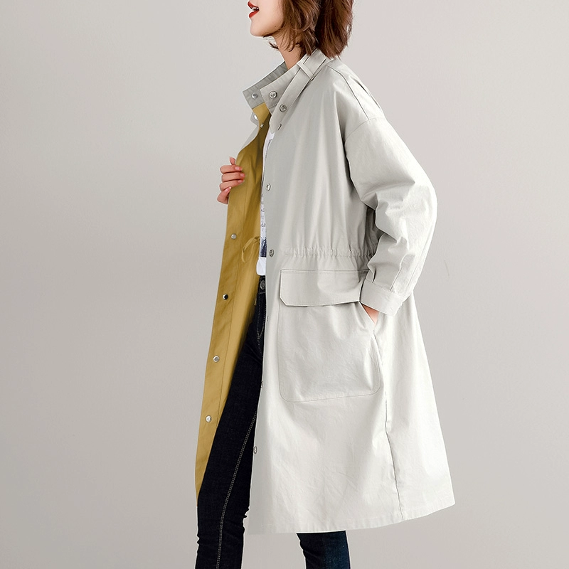 Shui Yunjian 2020 quần áo mùa xuân mới Jiacai của phụ nữ đích thực gỗ trơn kích thước lớn giảm tuổi eo áo gió giảm béo áo khoác - Trench Coat