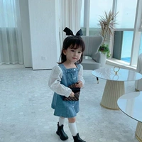 Платье для девочек, осенняя детская джинсовая юбка, детская одежда, осеннее, популярно в интернете, в западном стиле, в корейском стиле