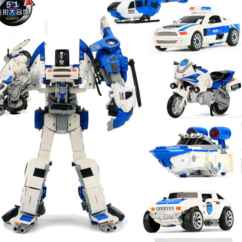 Robot cảnh sát ô tô trẻ em hình cậu bé robot King Kong kết hợp bộ hợp kim biến thể đồ chơi ô tô kết hợp biến thể - Đồ chơi robot / Transformer / Puppet cho trẻ em