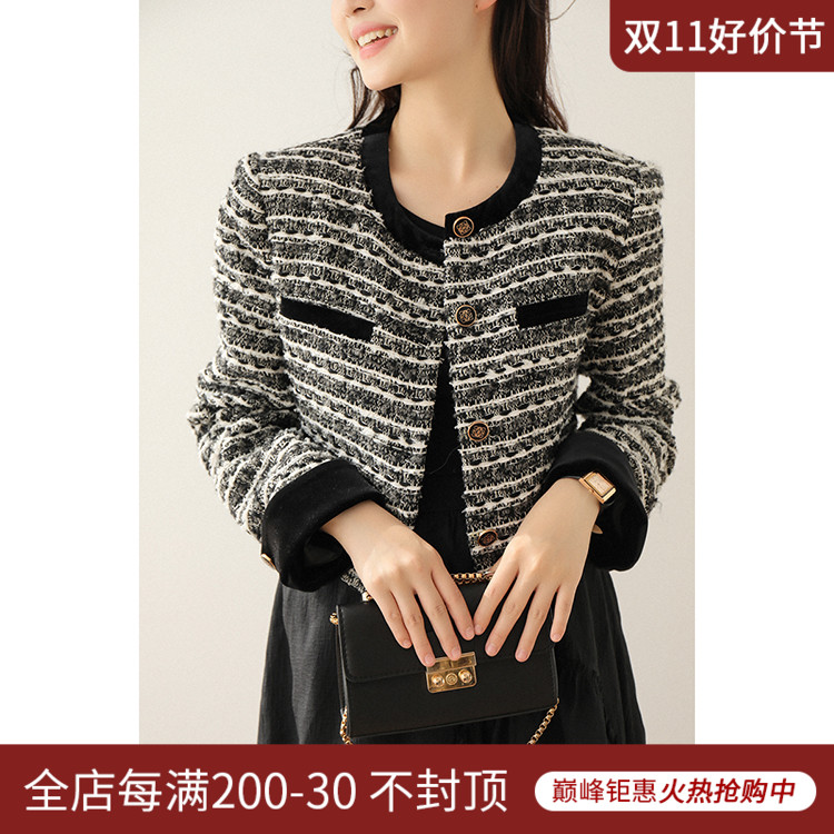 [French style coat] with wool tweed temperament socialite wind short coat AY3664