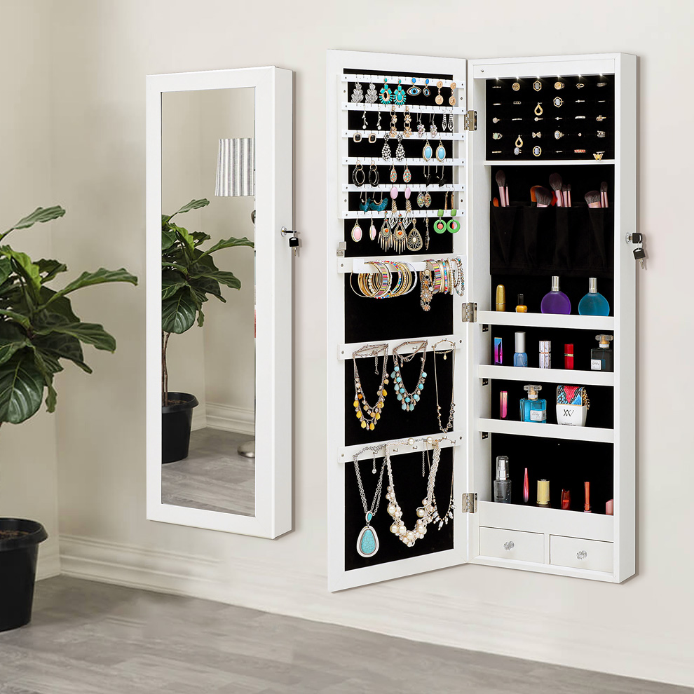 tủ gương đựng đồ trang sức Hộ Gia Đình Gương Toàn Thân Treo Thay Đồ Gương Lưu Trữ Một Treo Tường Bảo Quản Trang Sức Tủ Gương Trang Điểm Phòng Ngủ Bé Gái Ins tủ gương đứng tủ gương trang điểm