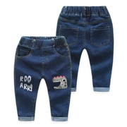 Quần jeans bé trai mùa thu 2019 quần áo trẻ em mới phiên bản Hàn Quốc của quần jean khủng long bé quần denim dài - Quần jean