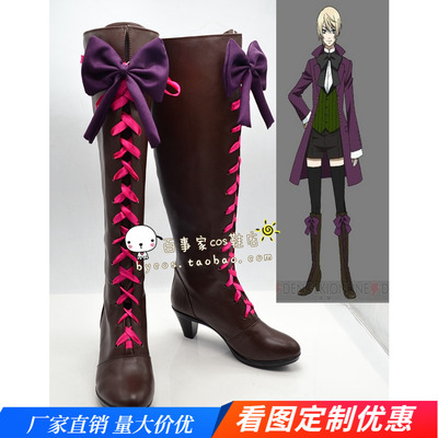 taobao agent Black deacon II Alostomi COS shoe anime cosplay boots support viewing picture customization