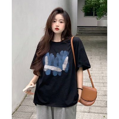 taobao agent Design summer short sleeve T-shirt, top, plus size, trend of season, round collar, fitted