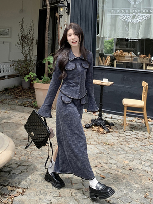 taobao agent Set, jacket, pleated skirt, plus size, autumn, french style, Chanel style, fitted