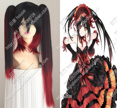 taobao agent Dating Battle/Shiqi Mad Three/Red and Black Gradient Trim Hair+Asymmetric Tiger Card Gradient Color/COS Wig