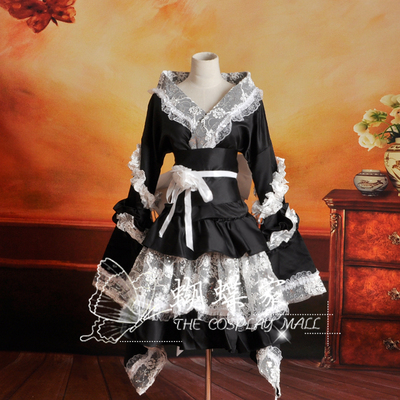 taobao agent Lace black and white clothing, Lolita style, city style, cosplay