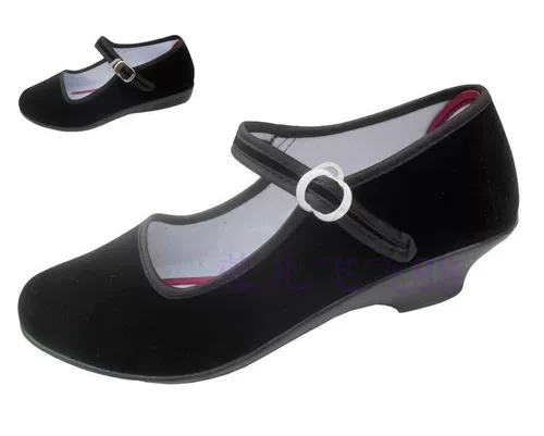 Старая Пекинская Женская Тест Черная ткань костюмы костюмы, студенческая обувь красная танцевальная обувь красная каблука рабочая обувь