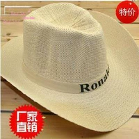 Корейская версия солнечной мужской соломенной шляпы летняя западная джинсовая шляпа Большая шляпа Большая шляпа Большой Брим Склет пляжная шляпа Джазовая шляпа