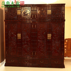 Шкаф 东阳红木家具/明式仿古家具/非洲红酸枝木 竹节顶箱柜红酸枝2件套