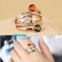 Thời trang đính kim cương nhiều vòng tròn trang trí phiên bản Hàn Quốc của ngón trỏ nhẫn nữ khí chất trăm phù hợp với trang sức thủy triều nhẫn cưới bạch kim