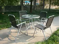 Đặc biệt cung cấp bàn ghế thiết lập kết hợp gấp ghế kính cường lực bàn tròn ngoài trời giải trí đồ nội thất bàn cà phê ngoài trời